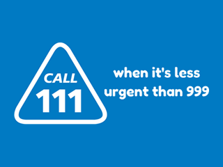 NHS 111 - Call 111 when its less urgent than 999 - Blue Background